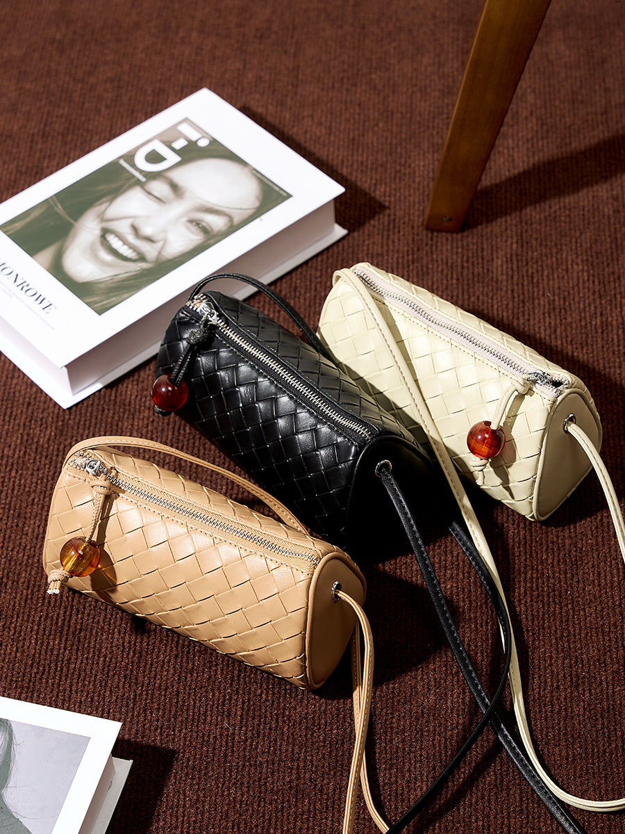 Woven Cowhide Mini Crossbody Bag
