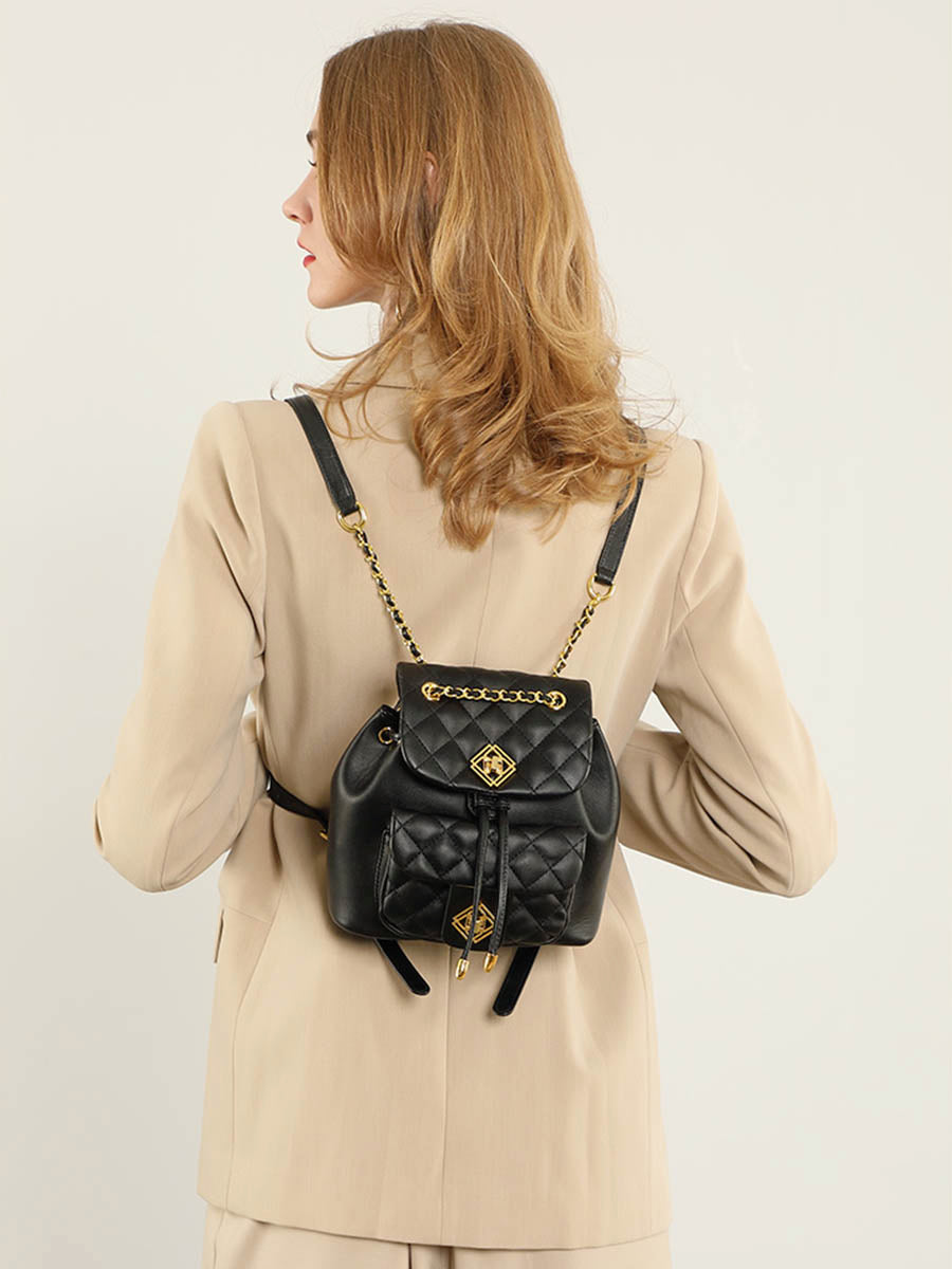 Black Diamond Pattern Small Backpack