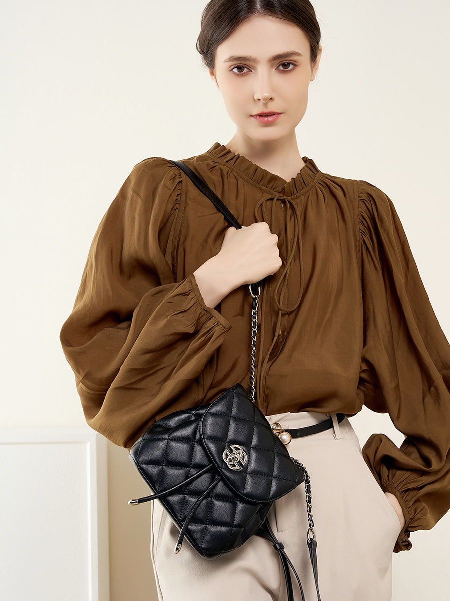 Diamond Pattern Chain Small Backpack