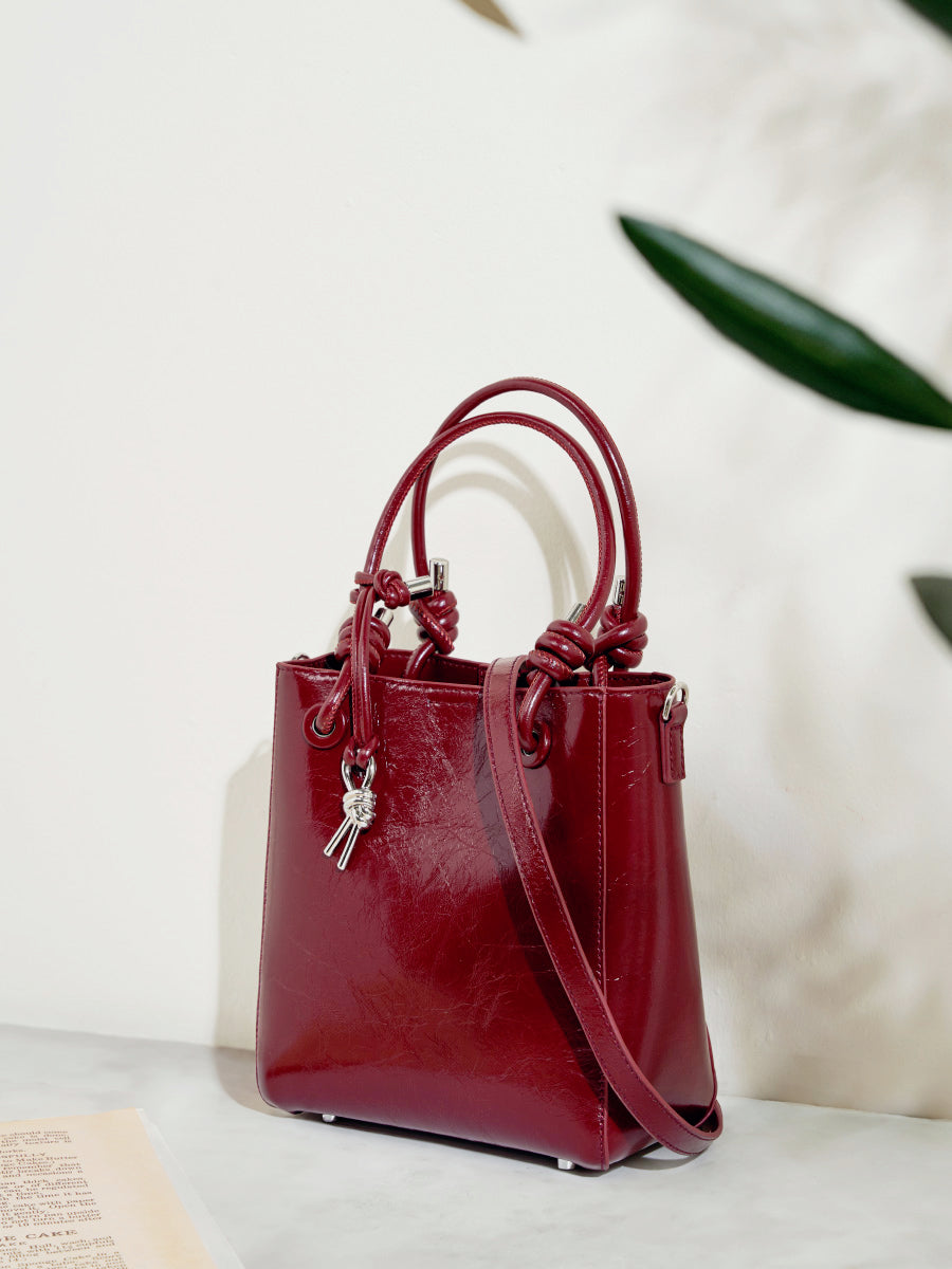 Cracked Oil Wax Leather Bucket Bag