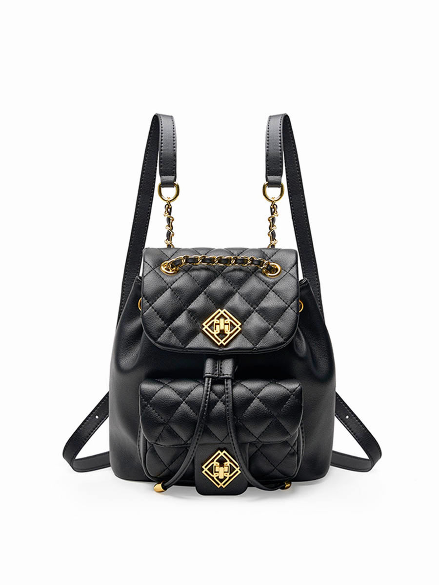 Black Diamond Pattern Small Backpack