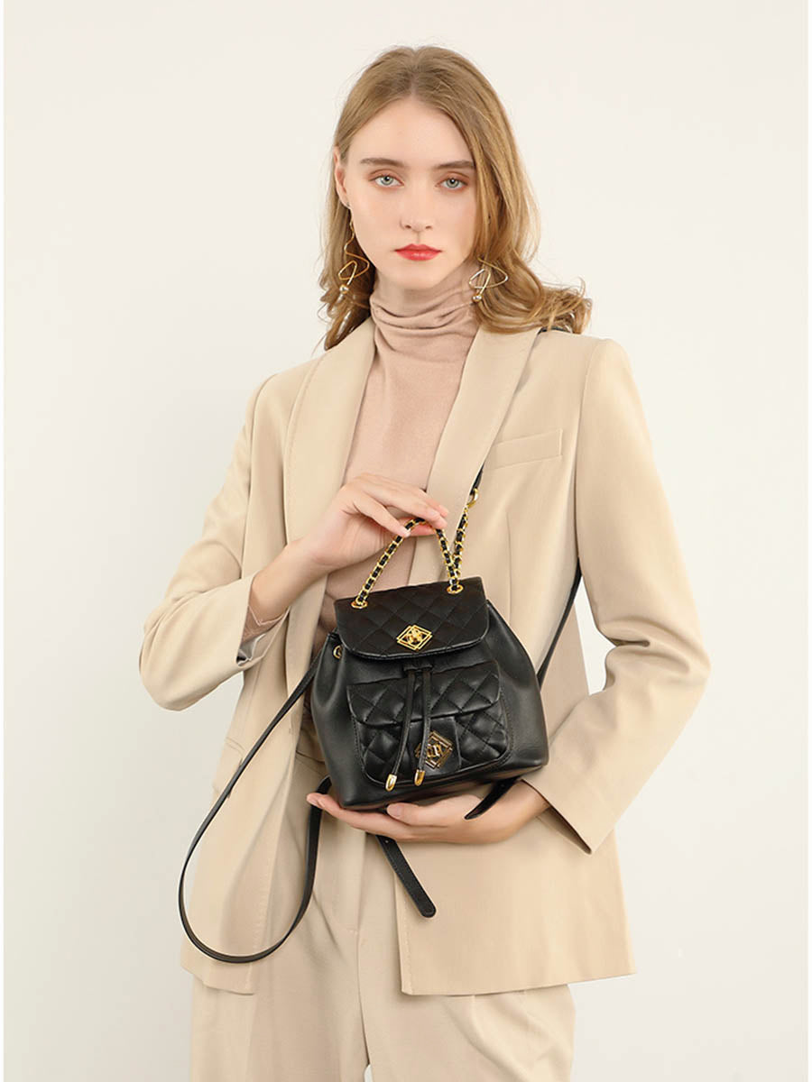 Black Diamond Pattern Small Backpack