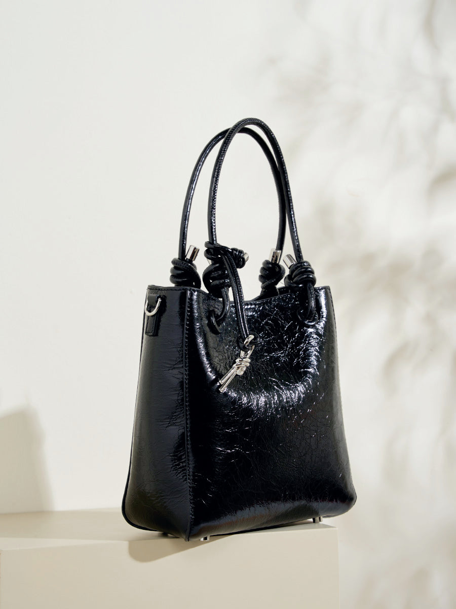 Cracked Oil Wax Leather Bucket Bag