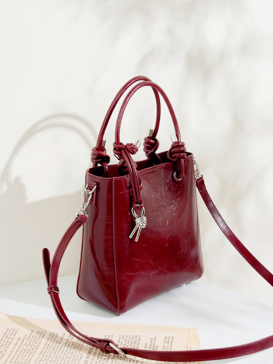 Cracked Oil Wax Leather Bucket Bag