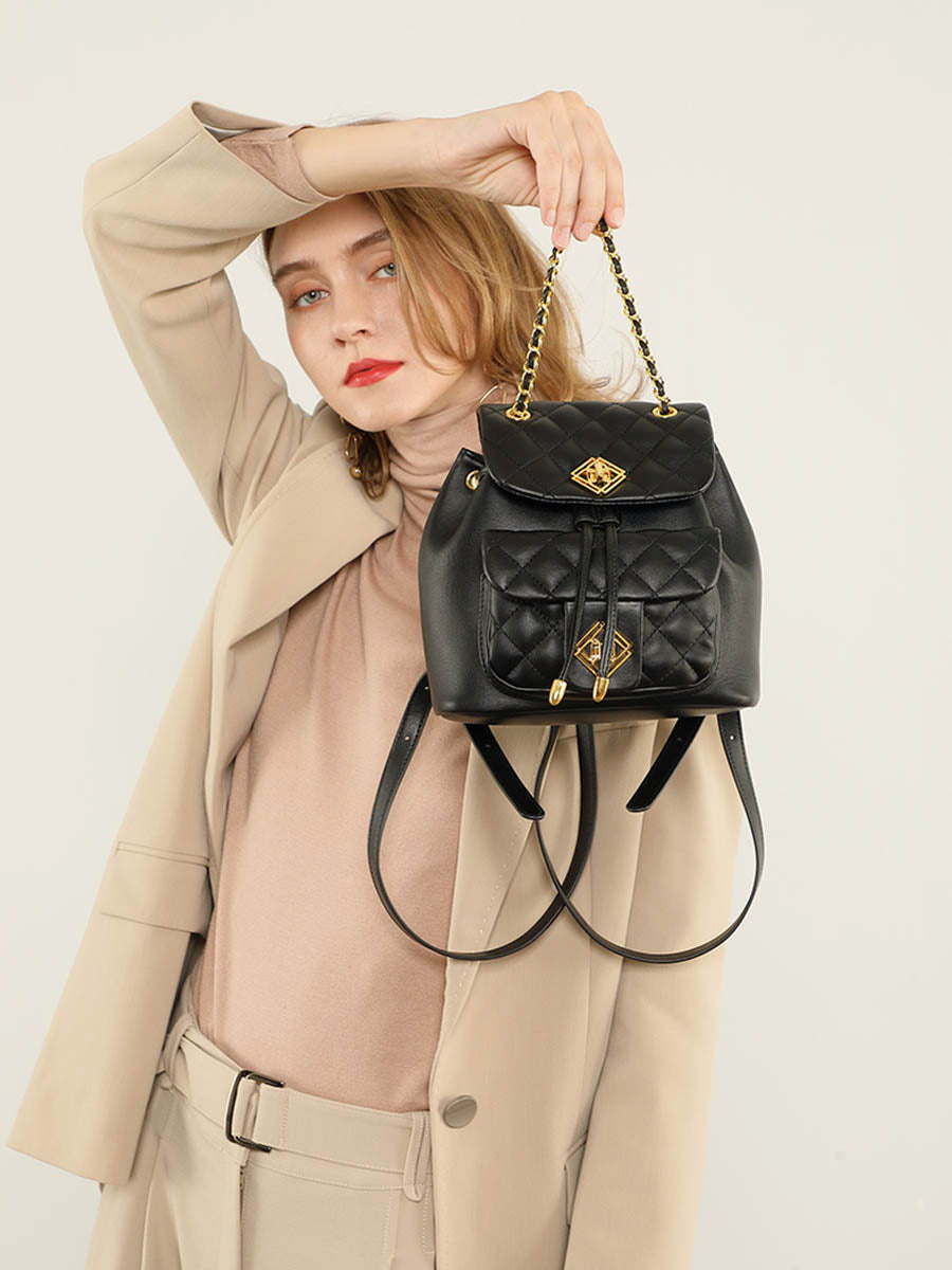 Black Diamond Pattern Small Backpack