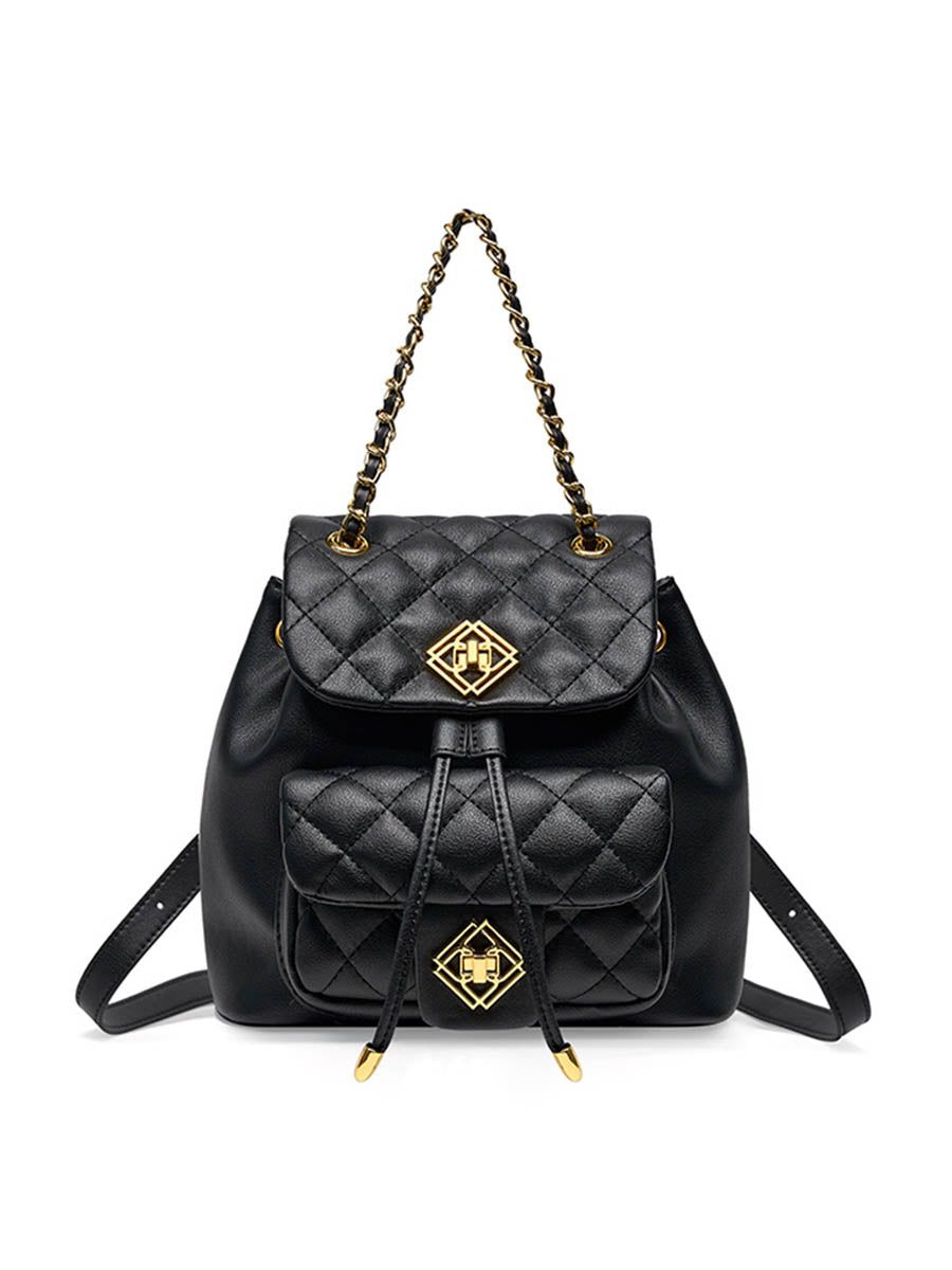 Black Diamond Pattern Small Backpack