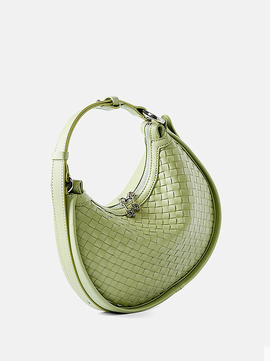 Woven Textured Crescent Shoulder Bag