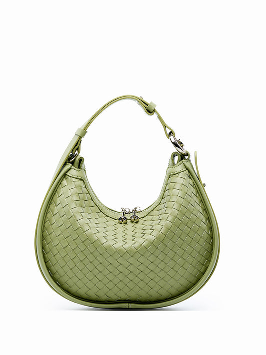 Woven Textured Crescent Shoulder Bag