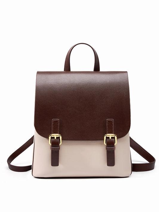 Simple Color Block Large Backpack